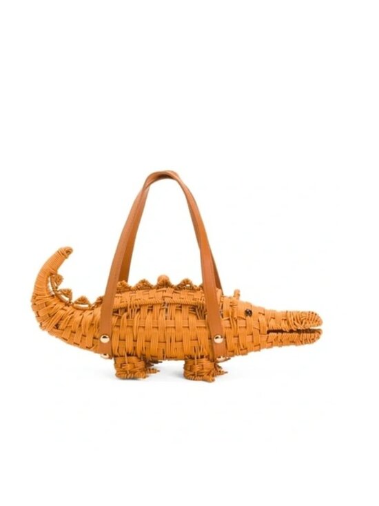 Tommy Bahama Handbags - Tommy Bahama Tan Woven Alligator Mini Bag